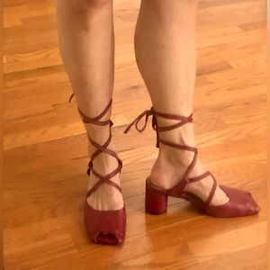 Reike Nen burgundy lace up heels